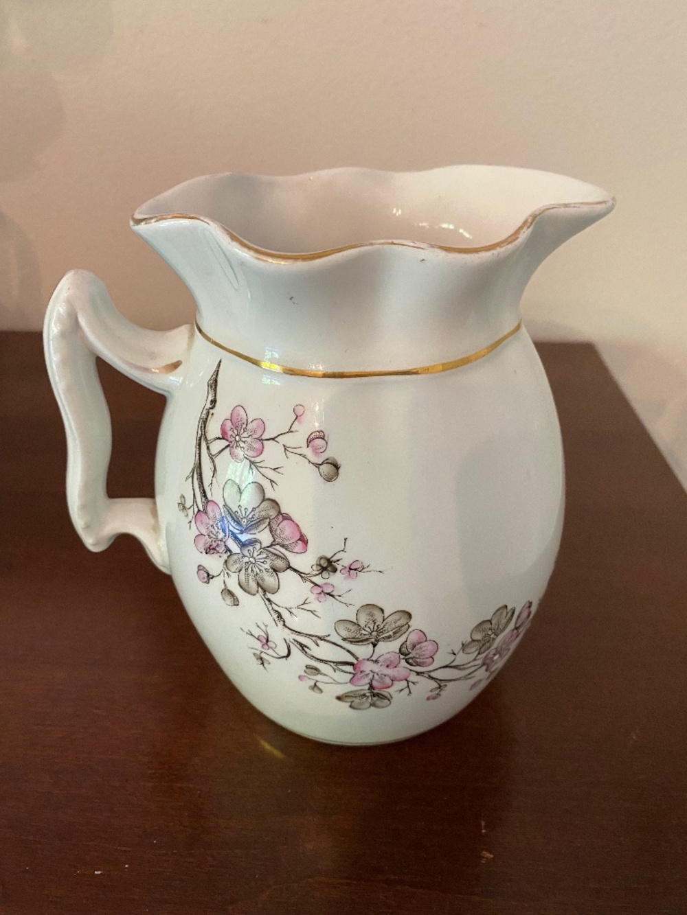 1906 Antique Maddock & Co. Royal Stone China Floral Washstand Pitcher — Burslem,